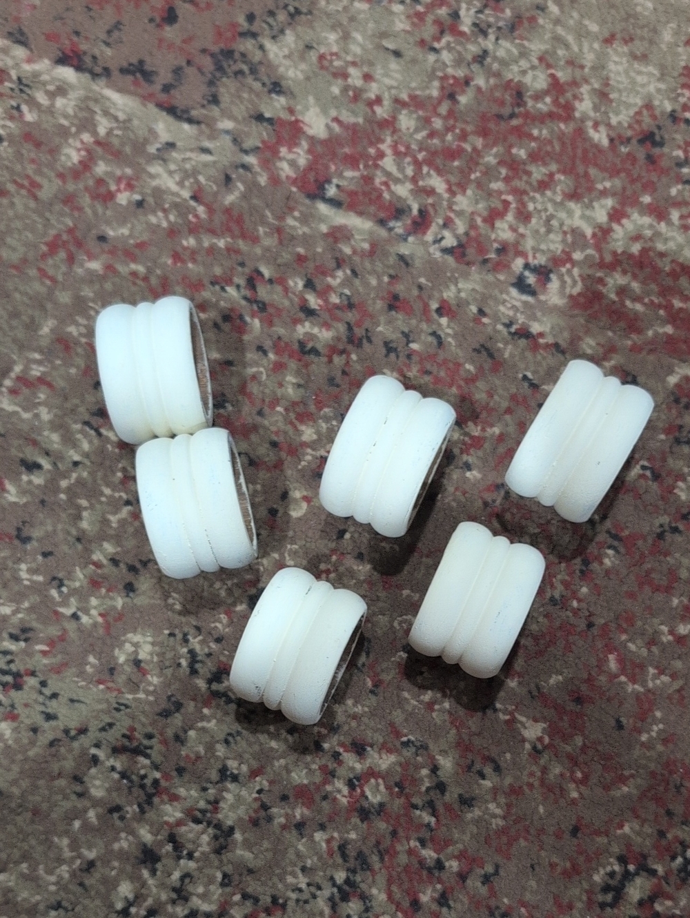 Set Of 6 Napkin Rings Painted Off White Wood